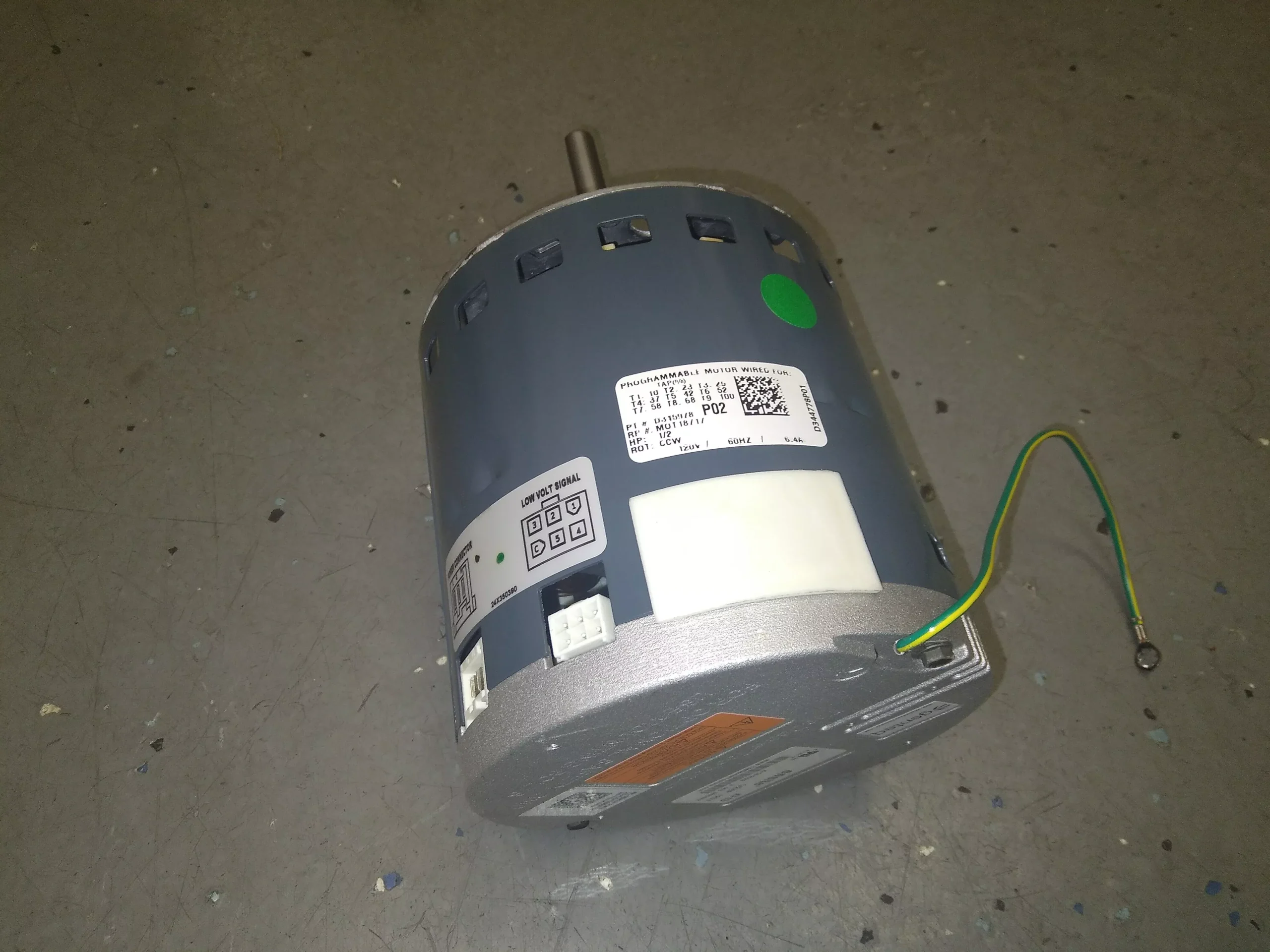 1/2HP Ensite Constant Torque Programmed Blower Motor 120/60-50/1 RPM:1050/Variable Speed