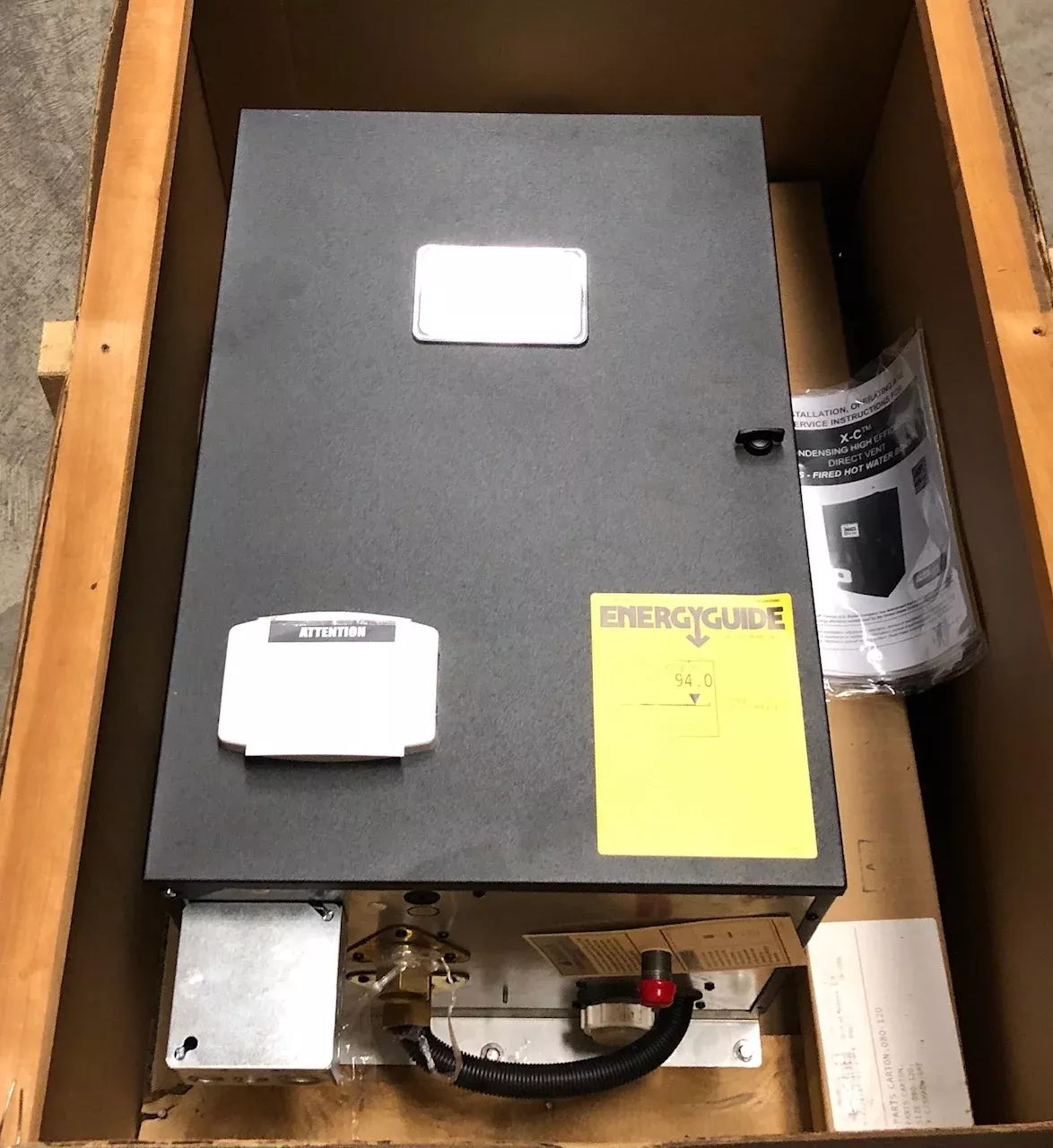 120,000 BTU "X-C" SERIES STAINLESS STEEL CONDENSING DIRECT VENT NATURAL GAS HOT WATER BOILER, 94% 120/60/1