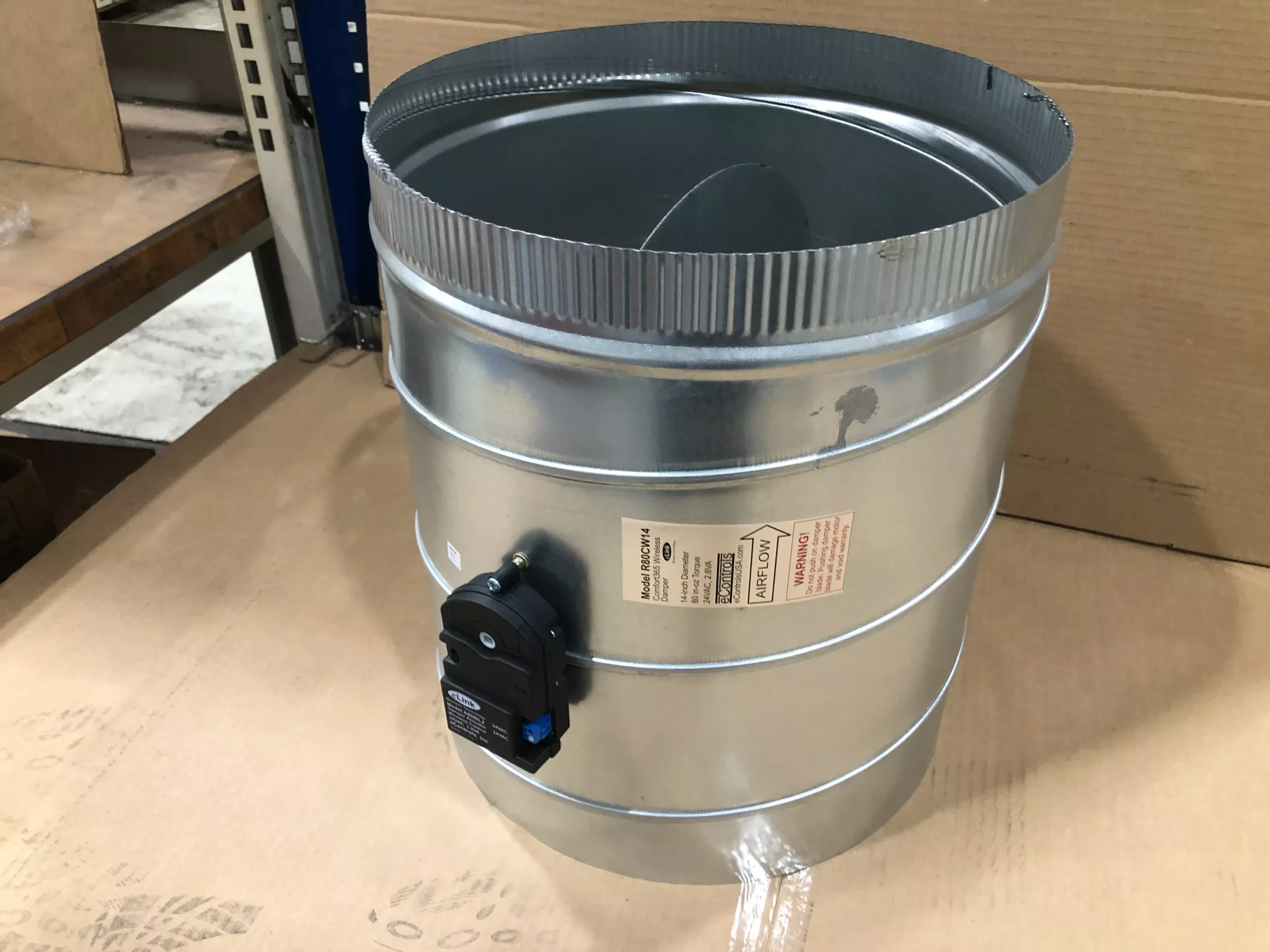14" Diameter Wireless Modulating Damper with Actuator