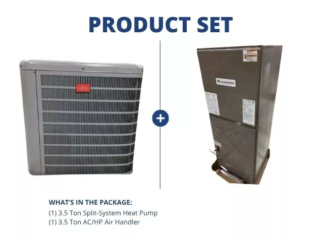 3.5 Ton Split-System Heat Pump 208-230/60/1, 14 SEER and 3.5 Ton Multiposition Air Handler