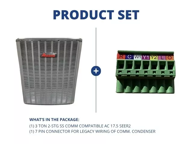 3 Ton 2-Stg SS Comm Compatible AC 17.5 SEER2 and 7 Pin Connector for Legacy Wiring of Comm Condenser