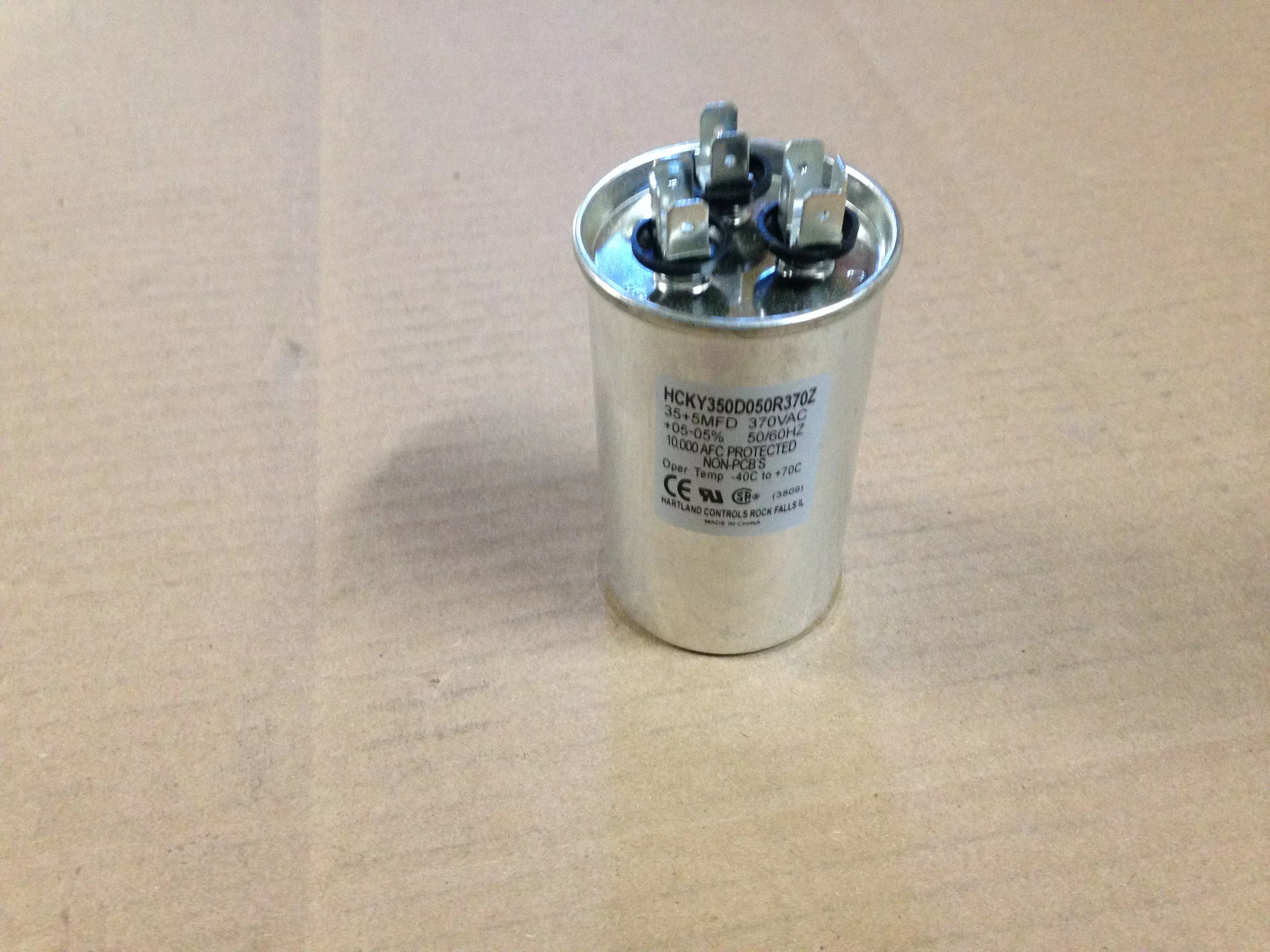 35+5 MFD x 370 VAC Round Run Capacitor