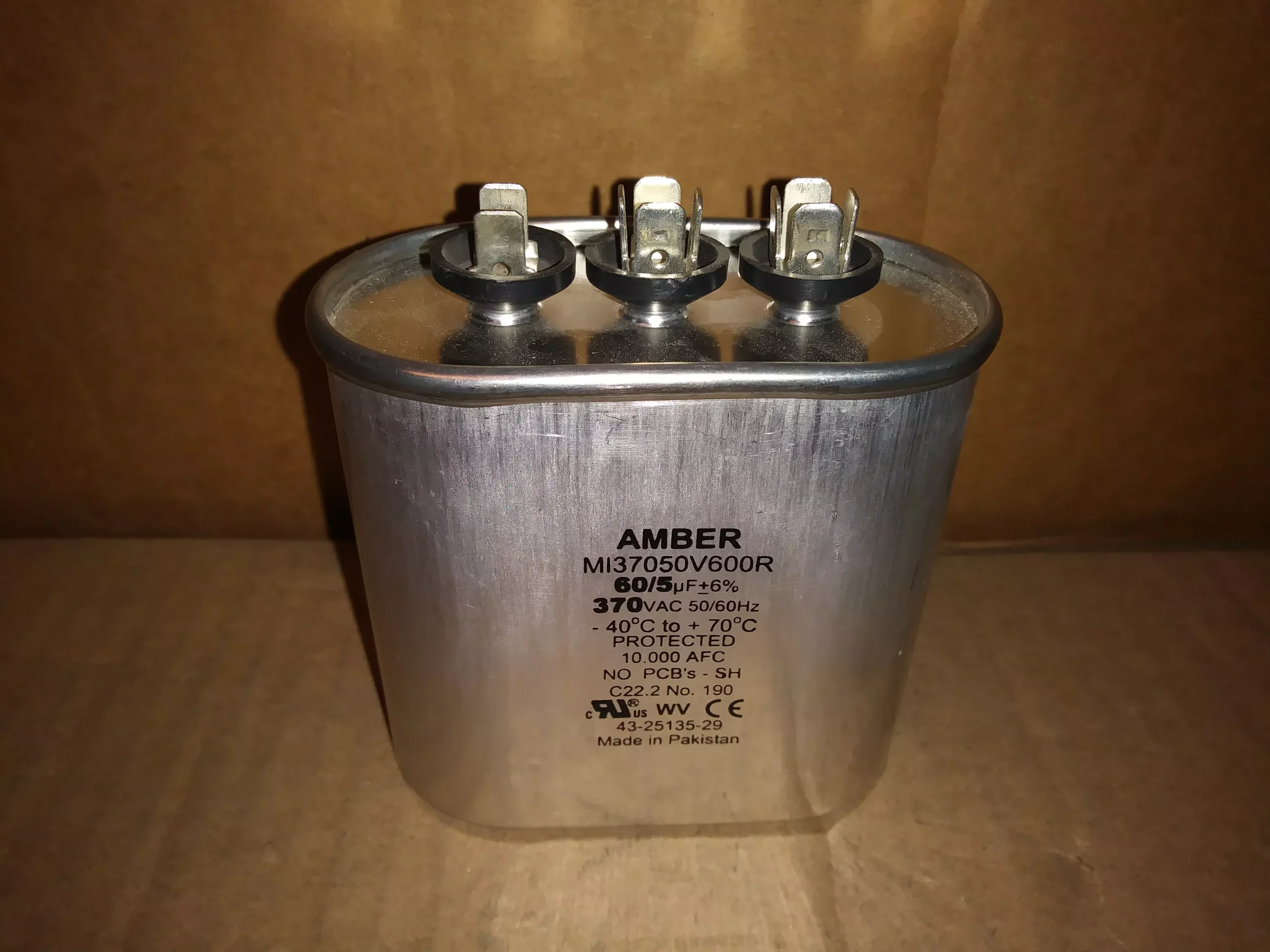 60+5UFx 370VAC Oval Dual Run Capacitor