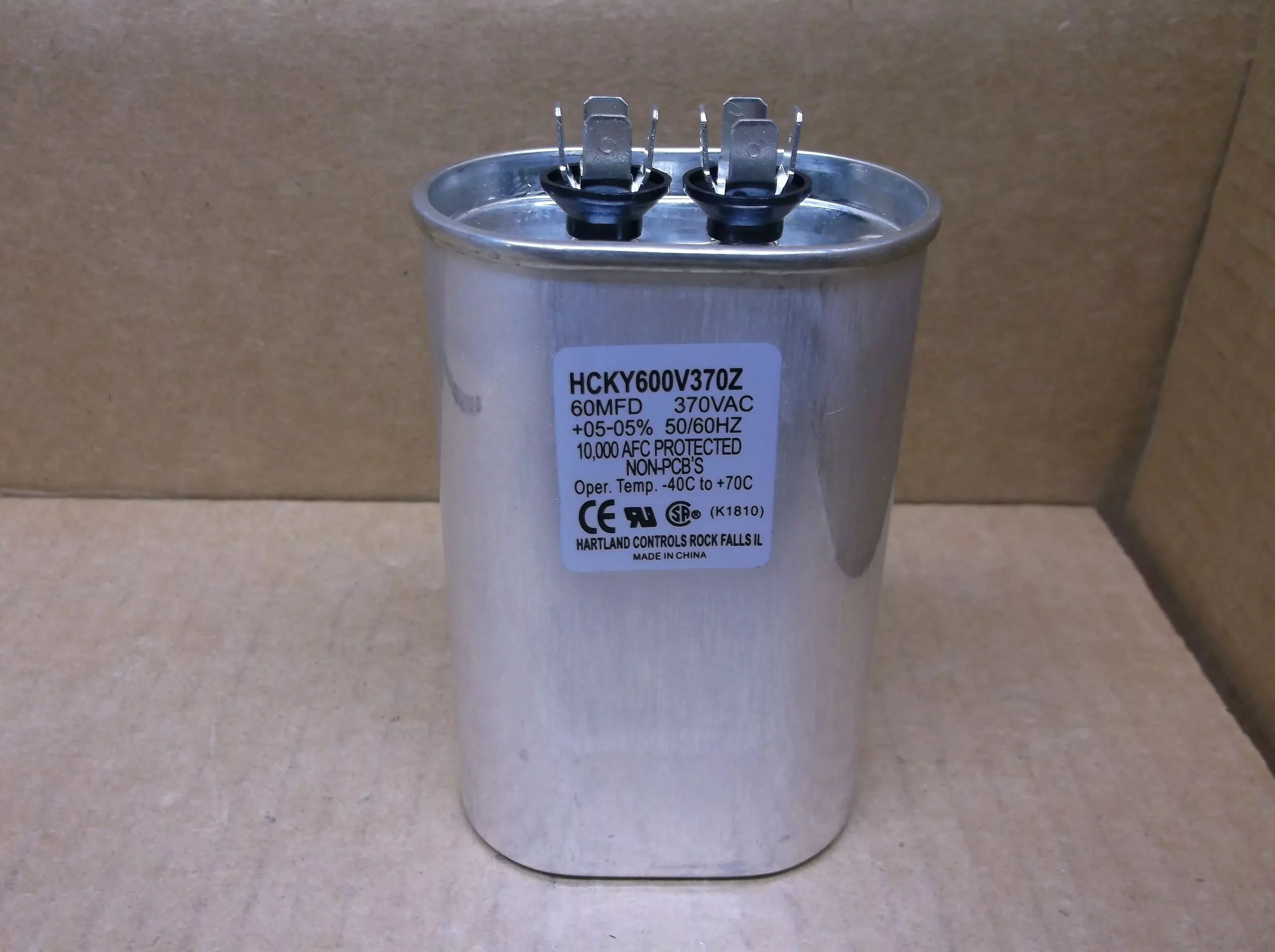60 MFD x 370VACOval Run Capacitor
